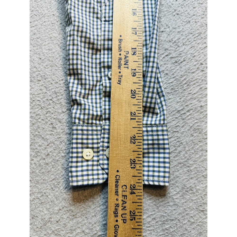 Banana Republic Shirt Mens Small Green Blue Check Slim Fit Button Down Cotton - Picture 10 of 11